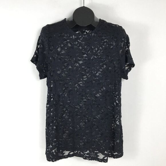 Torrid Sheer Stretch Lace Crew Neck Tee Women's Size 10 / M-L Black Floral - Picture 1 of 11